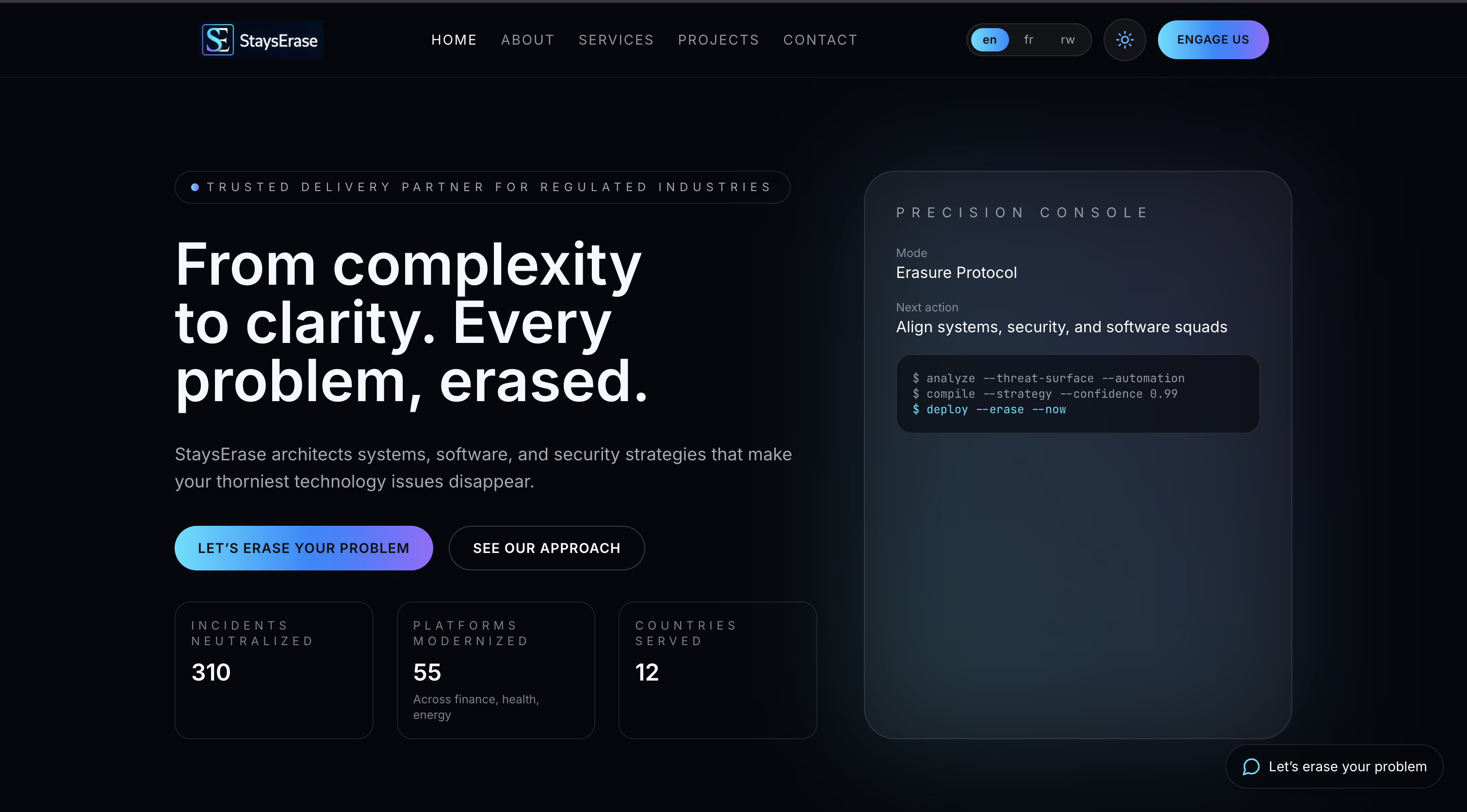Tech company marketing site preview